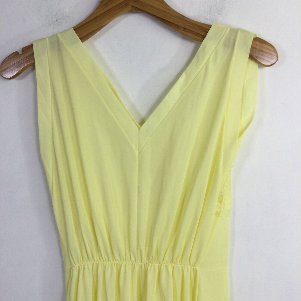 Lucy Larcom Womens Nightgown Maxi Dress V-Neck Sleeveless Pleated Yellow Size 36 - Picture 12 of 16